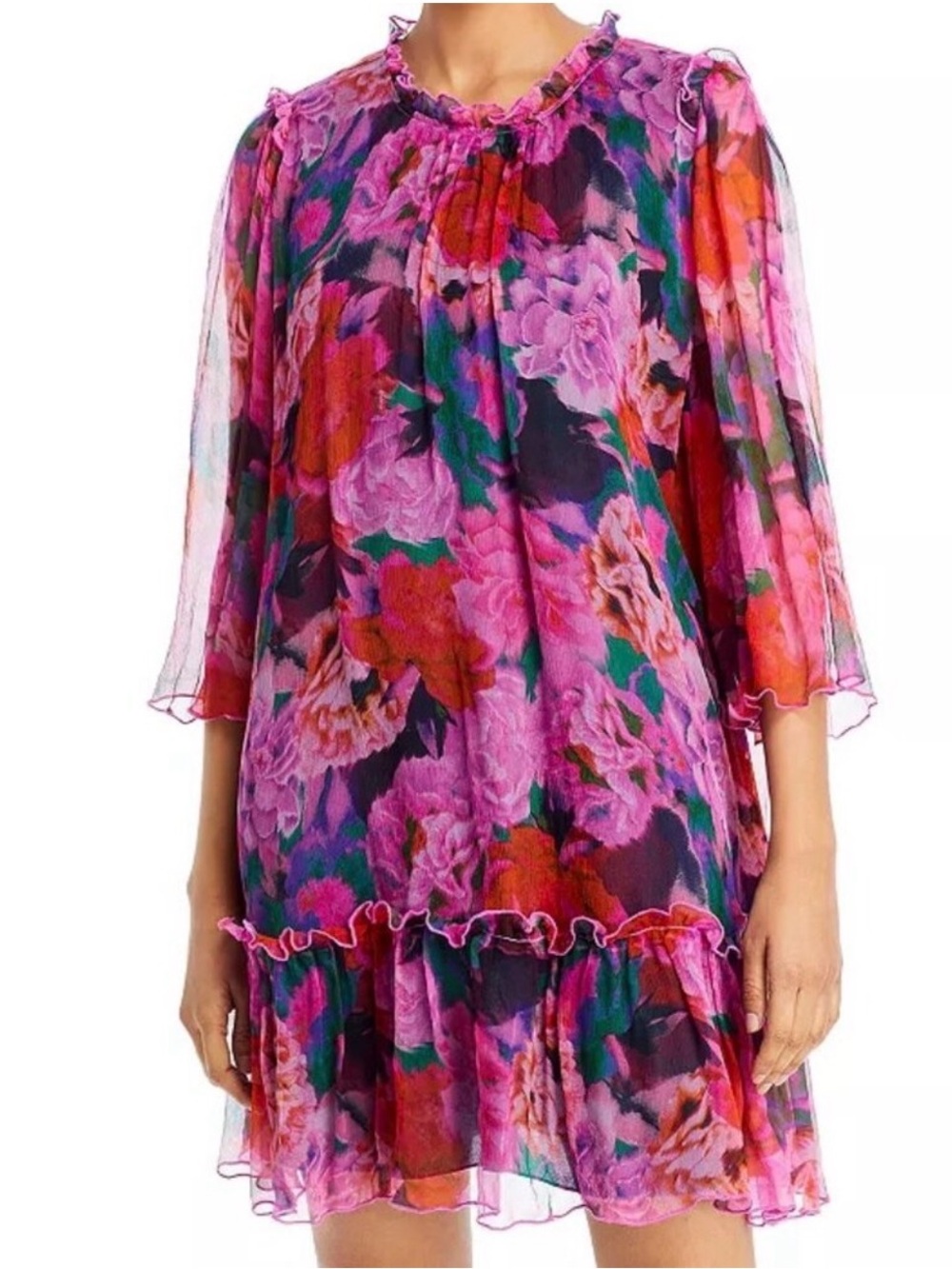 Johnny Was Jade Floral Visions Silk Dress